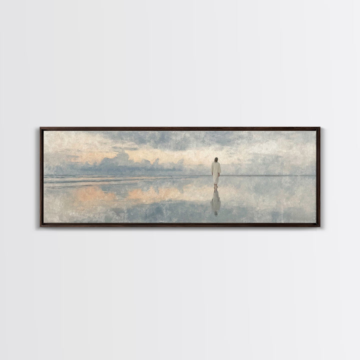 Heaven’s Gentle Light – Framed Canvas Print – Christian Art Canvas – Christian Wall Art – Panoramic Art – Jesus Painting – Christmas Art