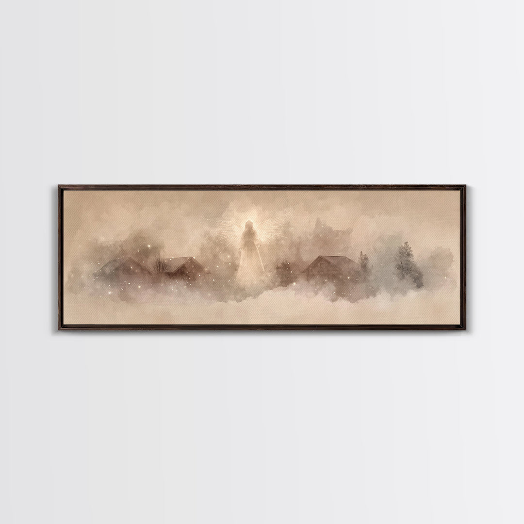 Heavenly Guardian | Framed Canvas Print | Christian Wall Art | Panoramic Art | Christian Art Canvas | Christmas Art | Christian Decor For H