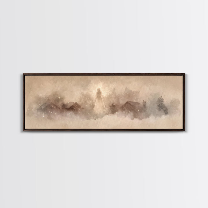 Heavenly Guardian | Framed Canvas Print | Christian Wall Art | Panoramic Art | Christian Art Canvas | Christmas Art | Christian Decor For H