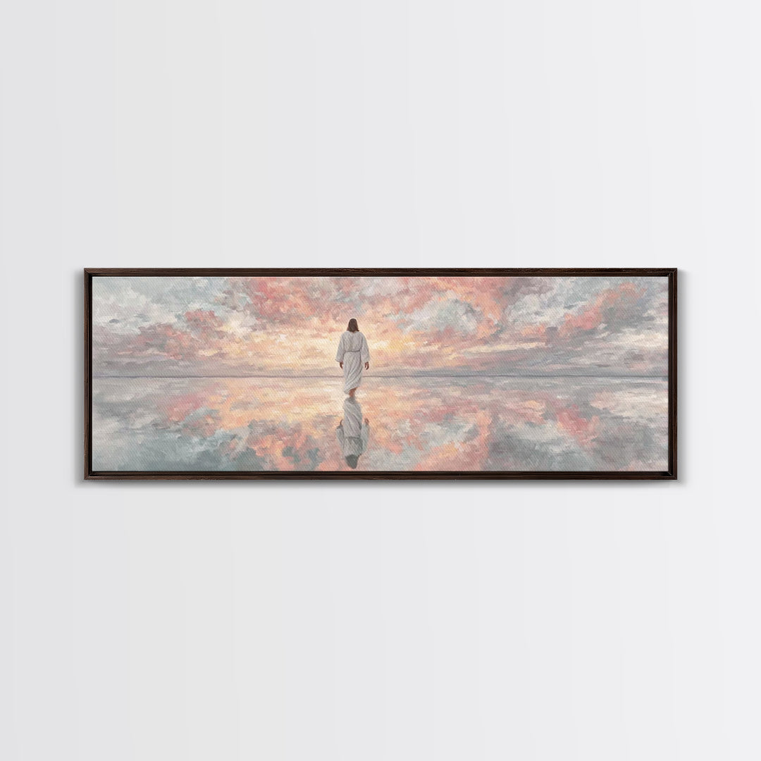 Heaven’s Gentle Dawn | Framed Canvas Print | Panoramic Painting | Christian Art Canvas | Jesus Painting | Christian Wall Art | Christmas Ar