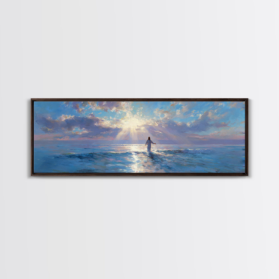 Soft Horizon Blessing – Framed Canvas Print – Panoramic Frame – Christian Art Canvas – Christian Wall Art – Jesus Painting – Christmas Art