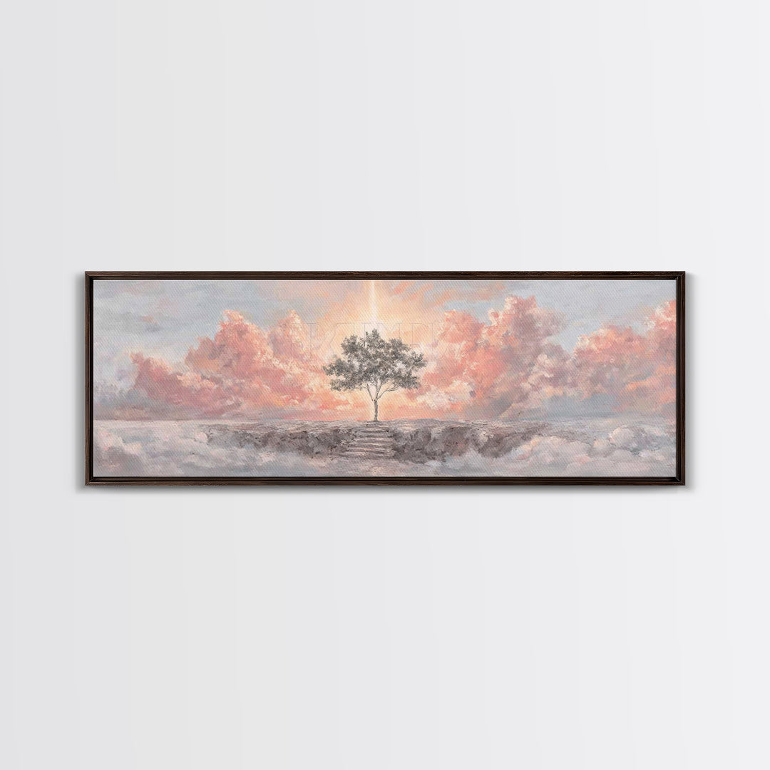 Radiant Ocean Glory | Framed Canvas Print | Panoramic Art | Christian Art Canvas | Jesus Painting | Christian Wall Art | Christmas Art