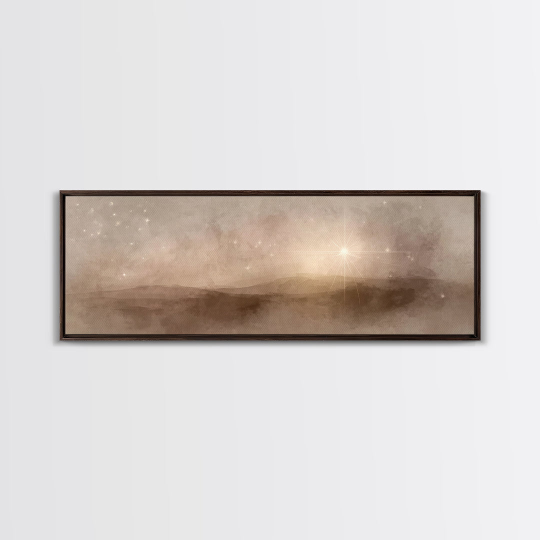 Bethlehem Glow, Framed Canvas Print, Christian Christmas Art, Panoramic Art, Christian Art Canvas, Christmas Wall Art, Christian Decor For