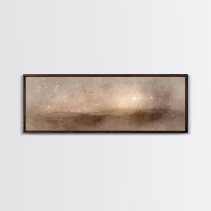 Bethlehem Glow, Framed Canvas Print, Christian Christmas Art, Panoramic Art, Christian Art Canvas, Christmas Wall Art, Christian Decor For