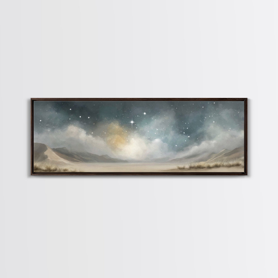Sacred Star Rising | Framed Canvas Print | Christian Wall Art | Christmas Art | Panoramic Frame | Christian Art Print | Christian Gift Idea