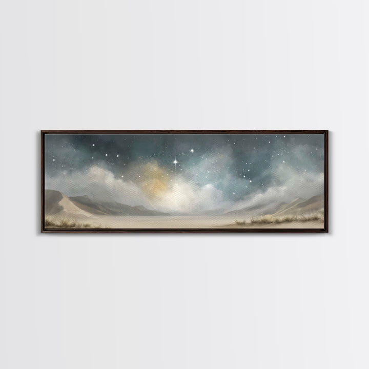Sacred Star Rising | Framed Canvas Print | Christian Wall Art | Christmas Art | Panoramic Frame | Christian Art Print | Christian Gift Idea