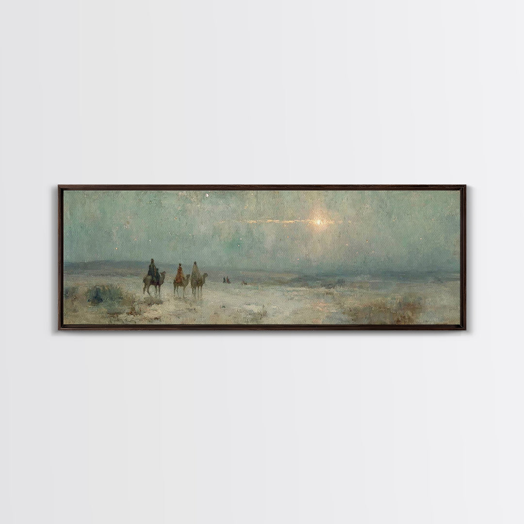 Three Kings Ascent – Framed Canvas Print – Christian Wall Art – Panoramic Art – Christmas Art – Christian Art Canvas – Jesus Painting – Chr