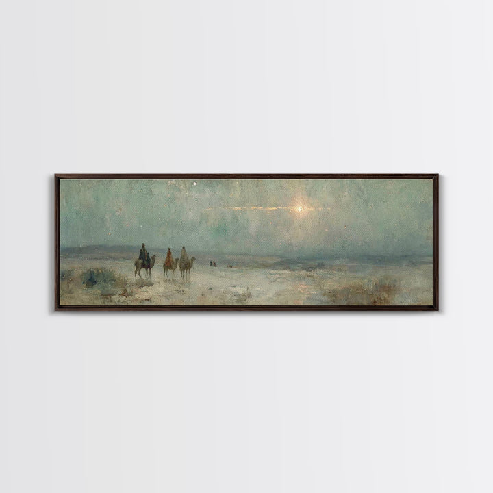 Three Kings Ascent – Framed Canvas Print – Christian Wall Art – Panoramic Art – Christmas Art – Christian Art Canvas – Jesus Painting – Chr