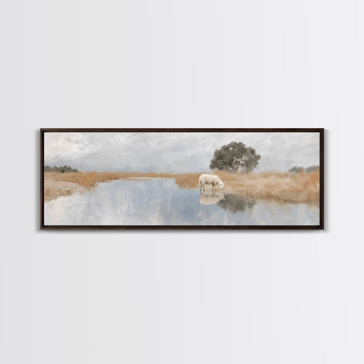 Shepherd’s Quiet Light | Framed Canvas Print | Christian Wall Art | Panoramic Art | Christian Art Canvas | Christmas Art | Jesus Painting |