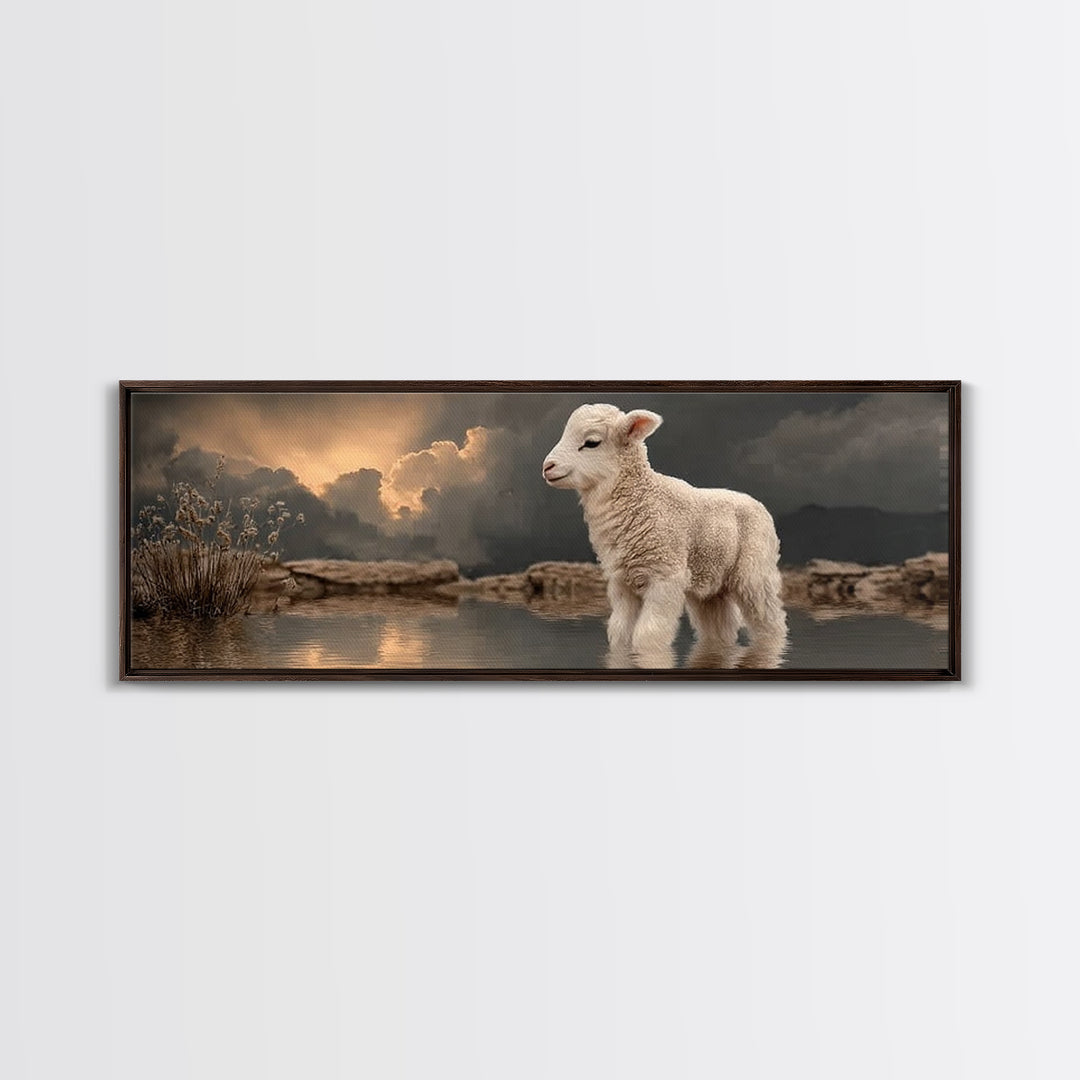 Lamb Of Dawn – Framed Canvas Print – Panoramic Print – Christian Wall Art – Christian Art Canvas – Christian Art – Christian Gift – Christi