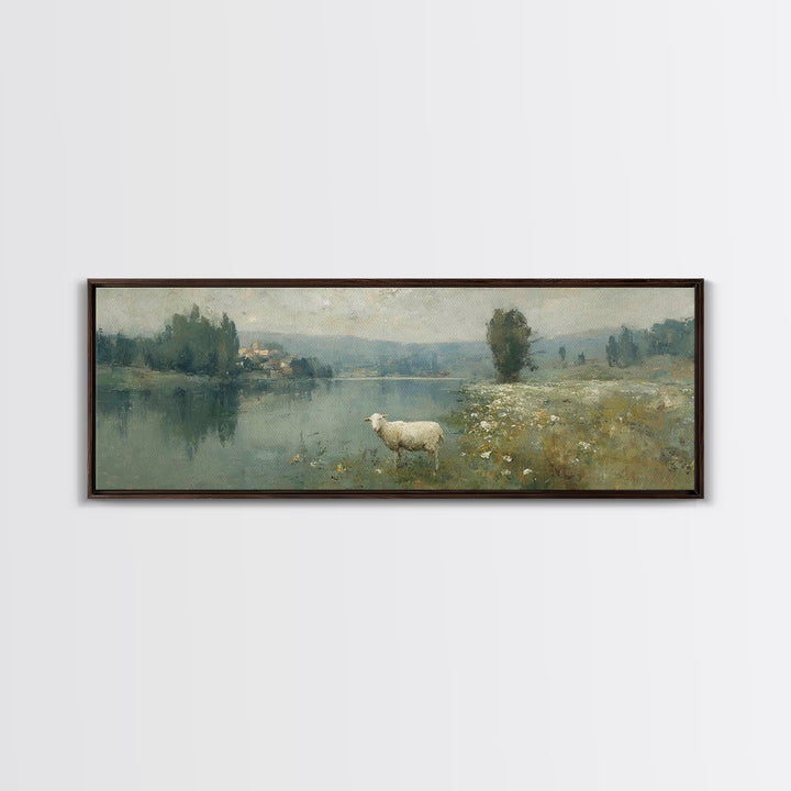Pasture Of Grace, Framed Canvas Print, Panoramic Frame, Christian Art, Christian Wall Art, Christian Art Canvas, Christian Gift, Christian