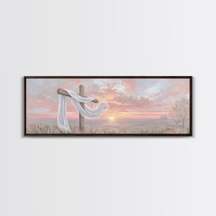 Easter Dawn Promise | Framed Canvas Print | Panoramic Print | Christian Art | Christian Art Canvas | Christian Wall Art | Christian Gift |