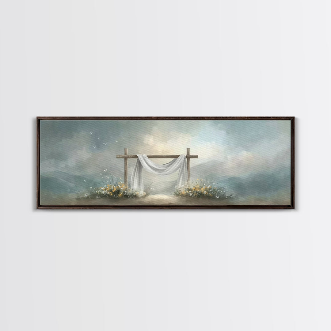 Dawn Of Mercy – Framed Canvas Print – Panoramic Wall Art – Christian Wall Art – Christian Art Canvas – Jesus Painting – Christian Decor