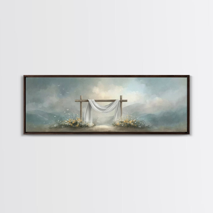 Dawn Of Mercy – Framed Canvas Print – Panoramic Wall Art – Christian Wall Art – Christian Art Canvas – Jesus Painting – Christian Decor