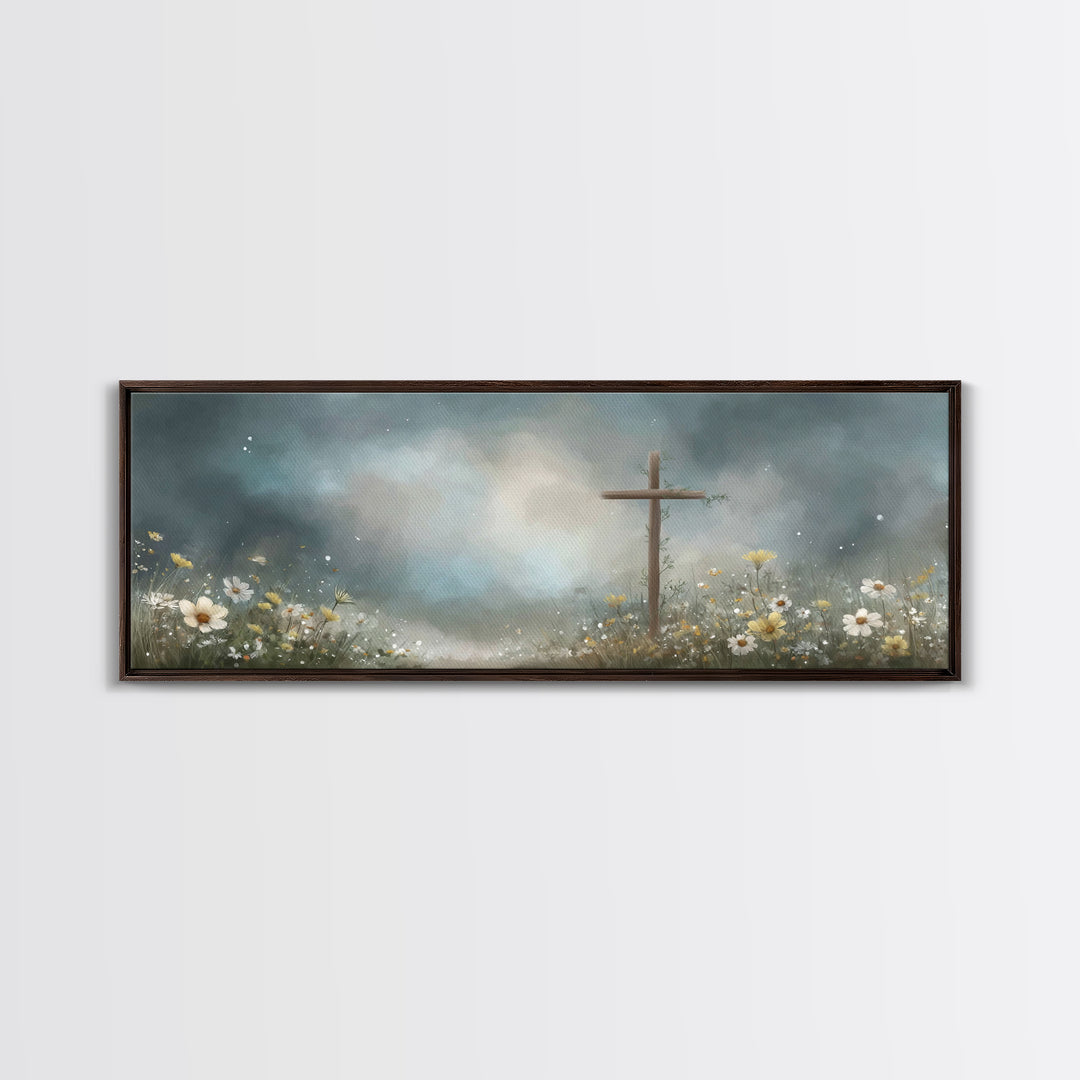 Stormlight Hope, Framed Canvas Print, Panoramic Painting, Moody Christian Art, Christian Art Work, Christian Canvas Art, Jesus Painting