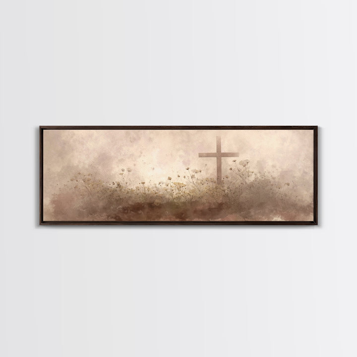 Morning Of Stillness – Framed Canvas Print – Panoramic Frame – Christian Art Canvas – Subtle Christian Paintings – Christian Decor – Jesus