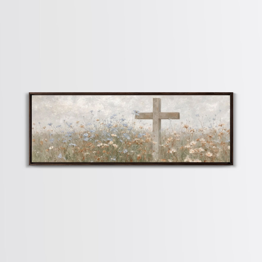 Gentle Faith Field, Framed Canvas Print, Panoramic Wall Art, Christian Art Canvas, Minimalist Christian Art, Christian Decoration, Large Ch