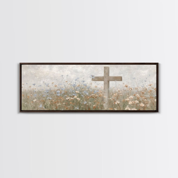 Gentle Faith Field, Framed Canvas Print, Panoramic Wall Art, Christian Art Canvas, Minimalist Christian Art, Christian Decoration, Large Ch