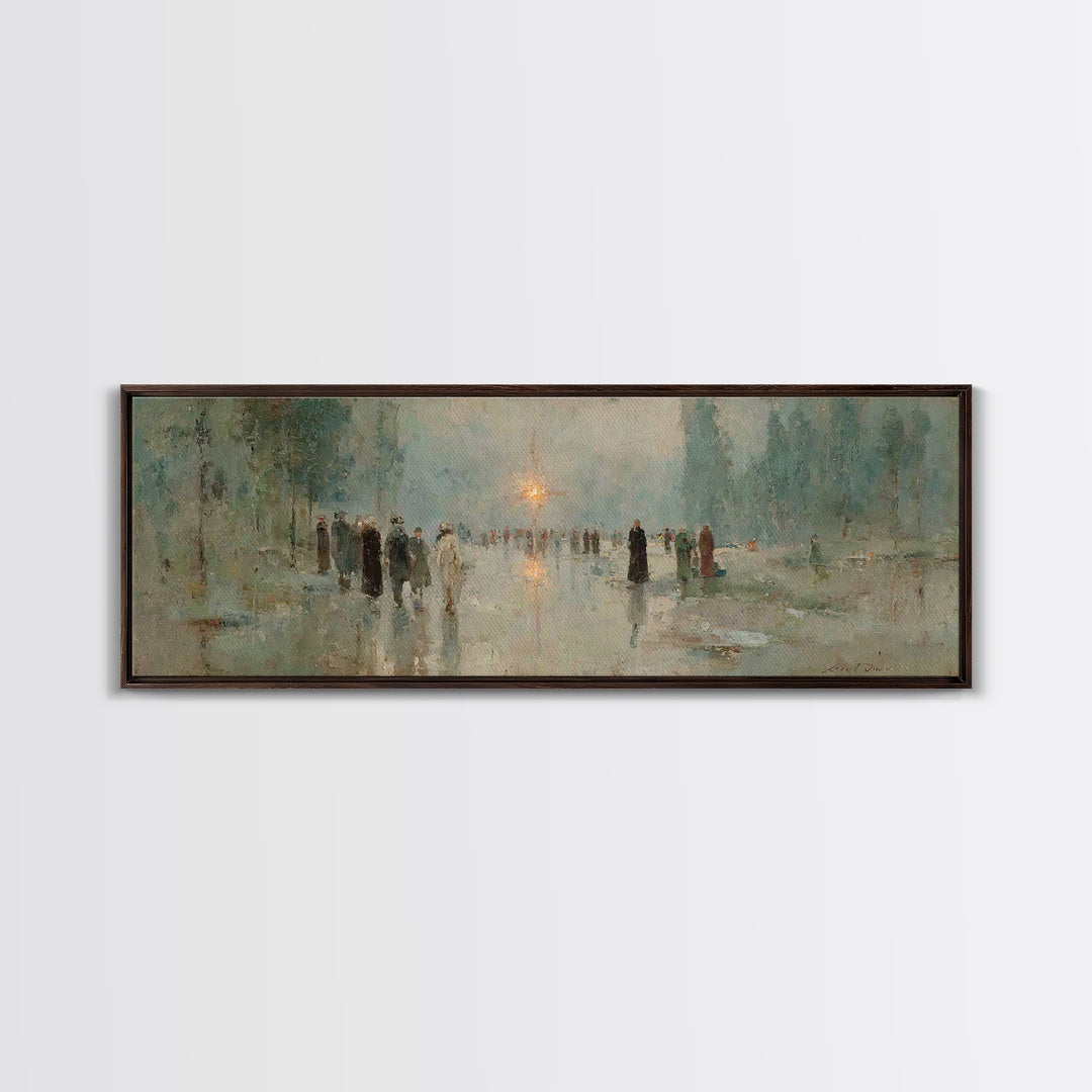 Pilgrims In Light – Framed Canvas Print – Panoramic Painting – Christian Art Print – Vintage Christian Art – Christian Wall Art – Christmas