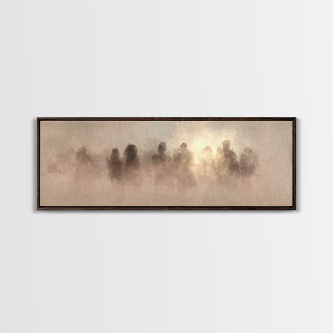Clouds Of Witnesses | Framed Canvas Print | Panoramic Painting | Christian Art Print | Subtle Christian Art | Christian Wall Art | Vintage
