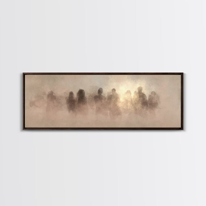 Clouds Of Witnesses | Framed Canvas Print | Panoramic Painting | Christian Art Print | Subtle Christian Art | Christian Wall Art | Vintage