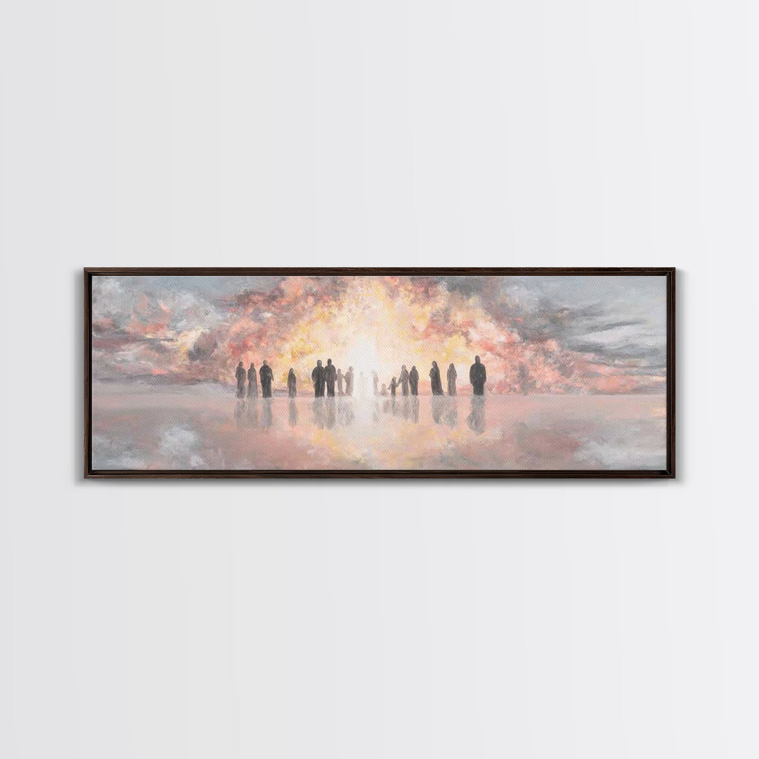 Glory At Dawn – Framed Canvas Print – Panoramic Frame – Christian Art Canvas – Modern Christian Painting – Christian Christmas Art – Christ