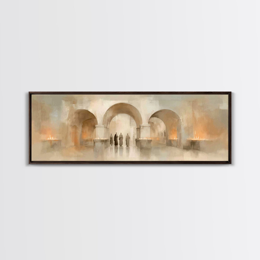 Sacred Procession – Framed Canvas Print – Christian Wall Art – Panoramic Art – Christian Art Canvas – Christmas Art – Christian Decorations