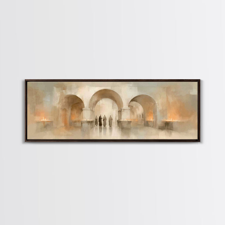 Sacred Procession – Framed Canvas Print – Christian Wall Art – Panoramic Art – Christian Art Canvas – Christmas Art – Christian Decorations