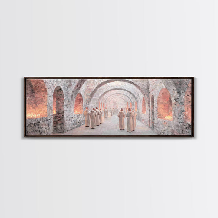Quiet Reverence | Framed Canvas Print | Christian Art Canvas | Panoramic Painting | Christian Wall Art | Christmas Art | Christian Decor