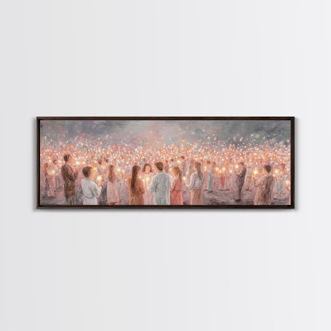 Endless Candle Choir | Framed Canvas Print | Christian Wall Art | Panoramic Print | Christian Art Canvas | Christmas Art | Worship Art