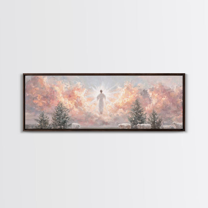 Risen In Glory – Framed Canvas Print – Panoramic Art – Christian Wall Art – Jesus Painting – Christian Art Canvas – Christian Christmas Art