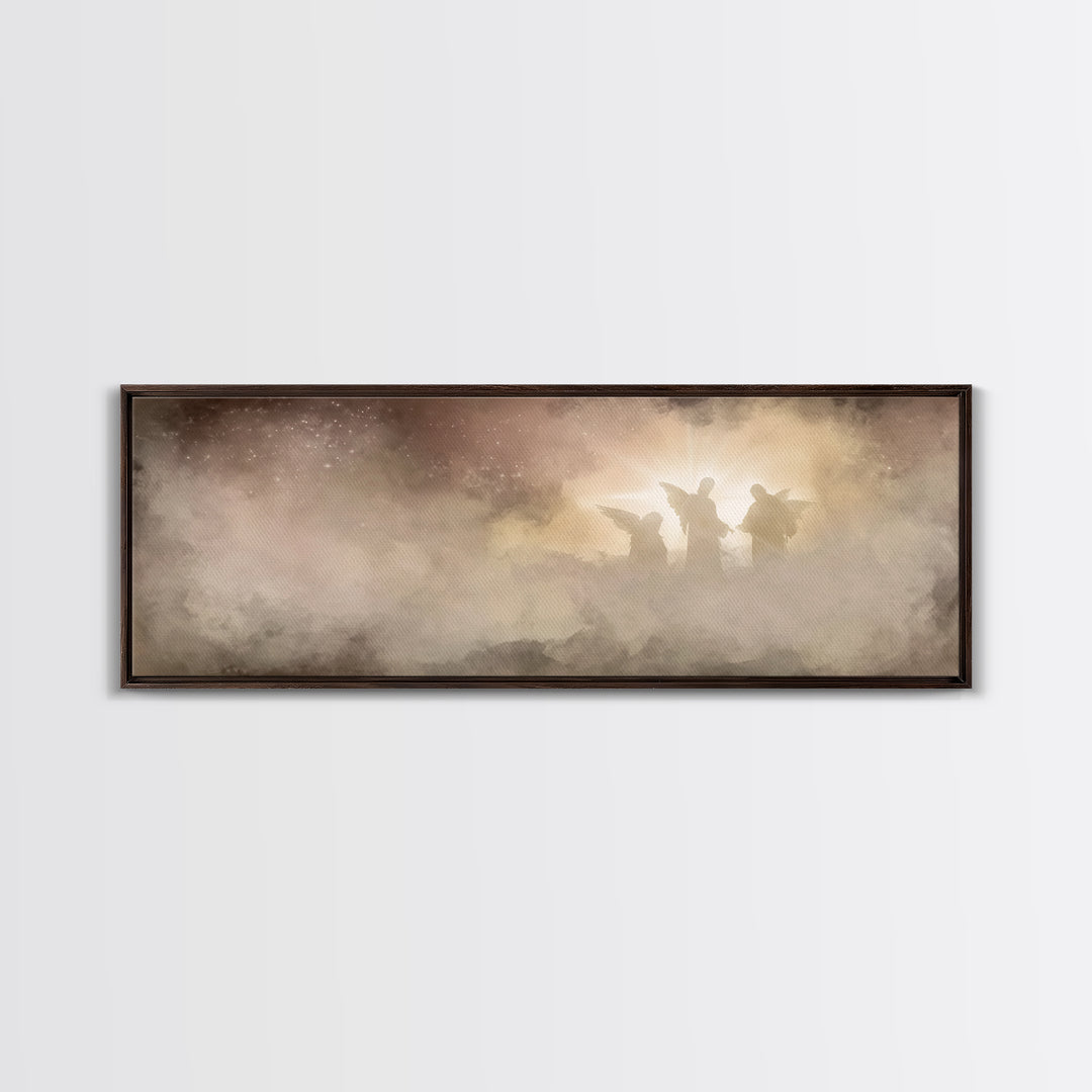 Heavenly Radiance | Framed Canvas Print | Panoramic Wall Art | Christian Art Canvas | Christmas Art | Christian Painting | Christian Decora