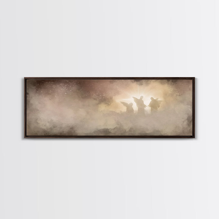 Heavenly Radiance | Framed Canvas Print | Panoramic Wall Art | Christian Art Canvas | Christmas Art | Christian Painting | Christian Decora