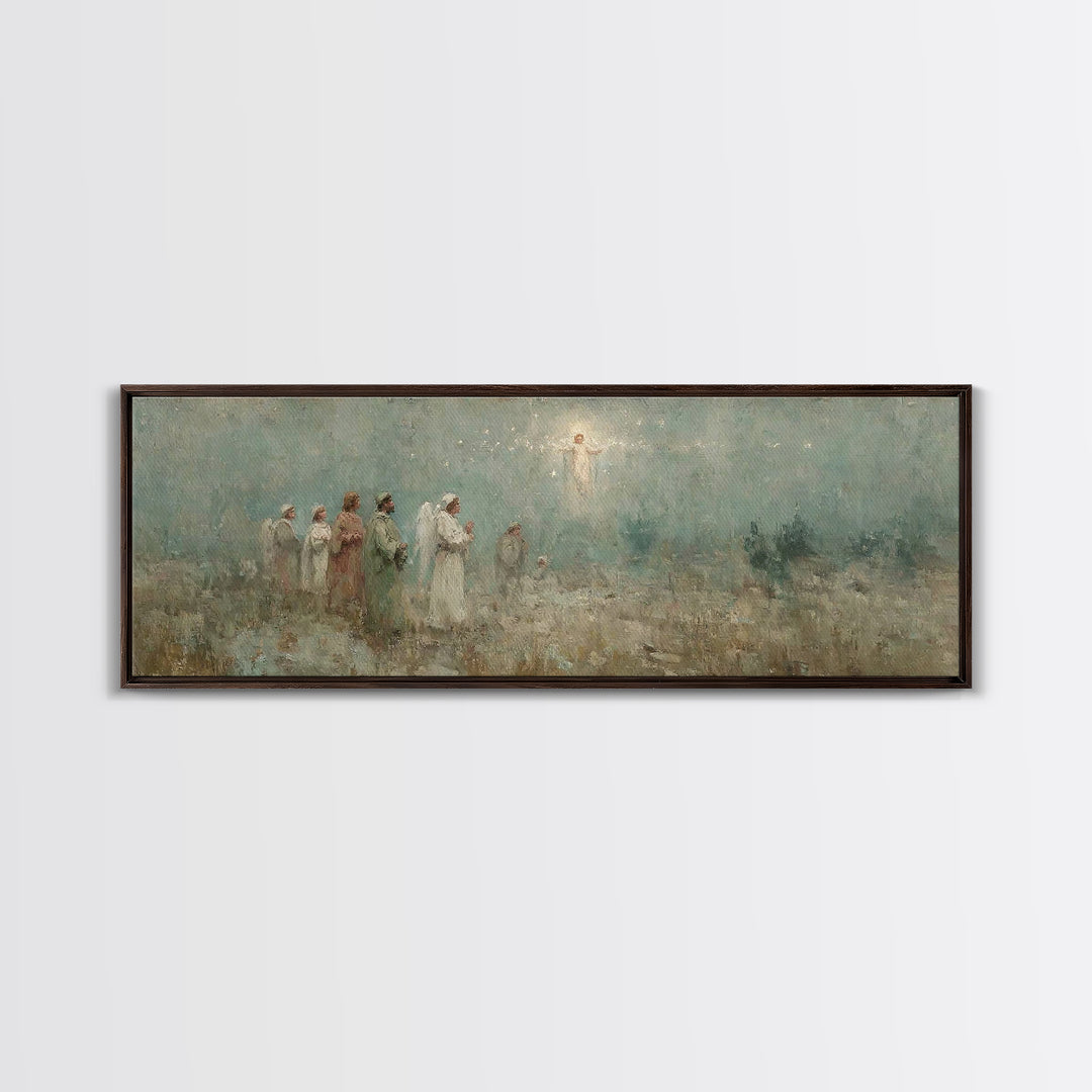 Angelic Herald, Framed Canvas Print, Panoramic Painting, Christian Art Canvas, Christian Wall Art, Christian Christmas Art, Jesus Art Print