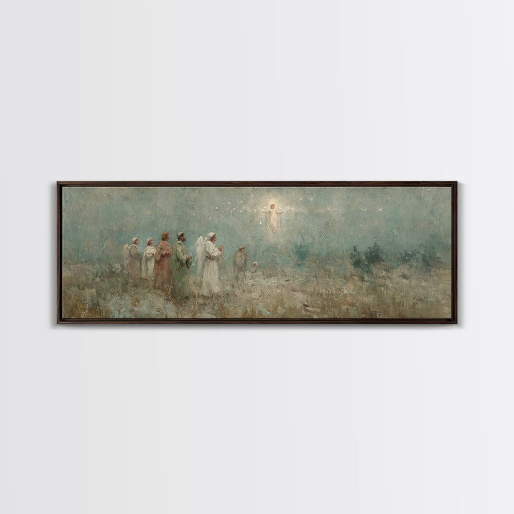 Angelic Herald, Framed Canvas Print, Panoramic Painting, Christian Art Canvas, Christian Wall Art, Christian Christmas Art, Jesus Art Print
