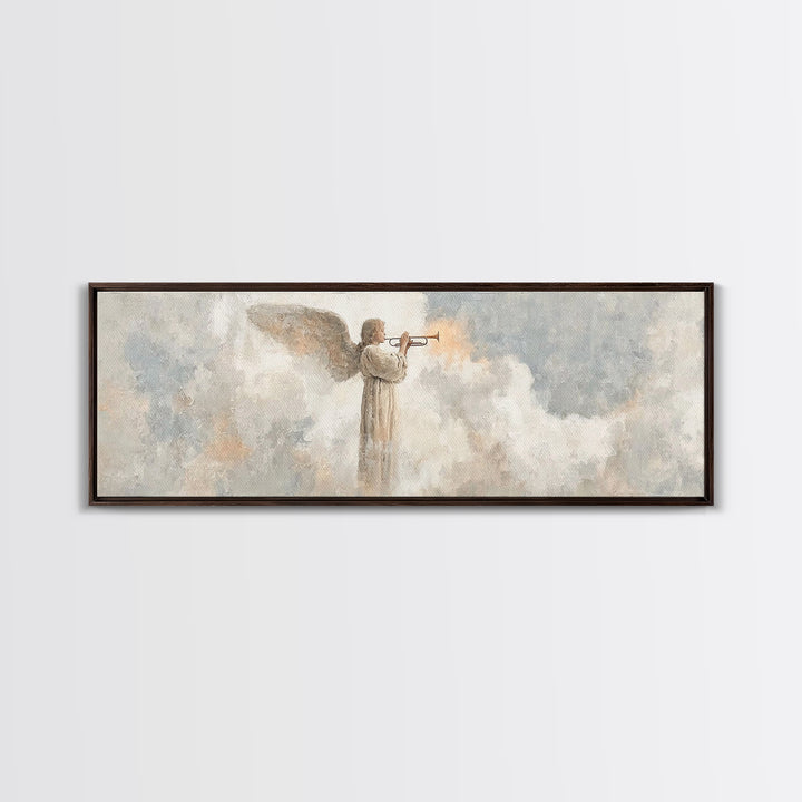 Trumpet Of Dawn – Framed Canvas Print – Panoramic Frame – Christian Art Canvas – Christian Wall Art – Christmas Art – Christian Gifts