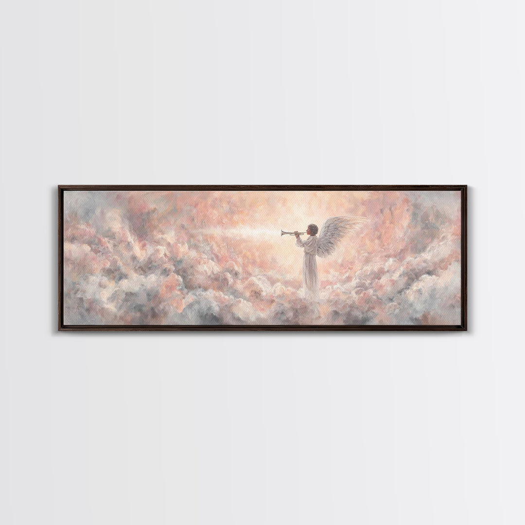 Heavenly Herald, Framed Canvas Print, Christian Wall Art, Christian Art Canvas, Panoramic Art, Christian Painting, Christmas Art