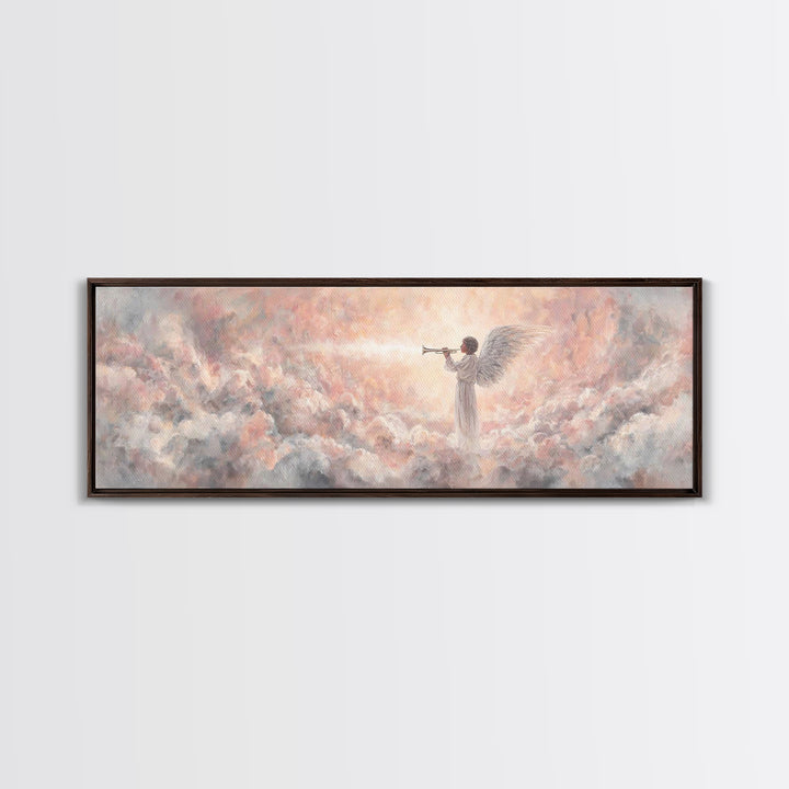 Heavenly Herald, Framed Canvas Print, Christian Wall Art, Christian Art Canvas, Panoramic Art, Christian Painting, Christmas Art