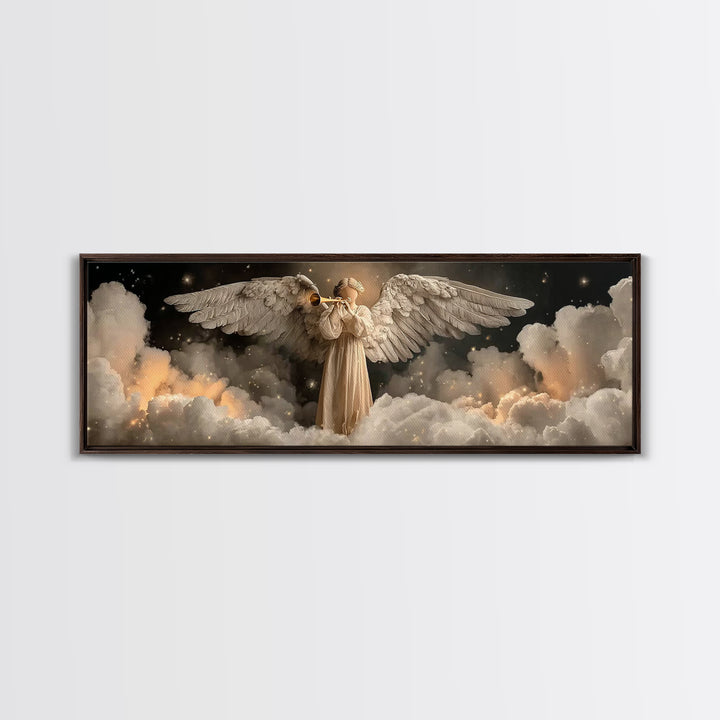 Trumpet Of Dawn – Framed Canvas Print – Christian Art – Christian Christmas Art – Panoramic Painting – Christian Wall Art – Christian Gift