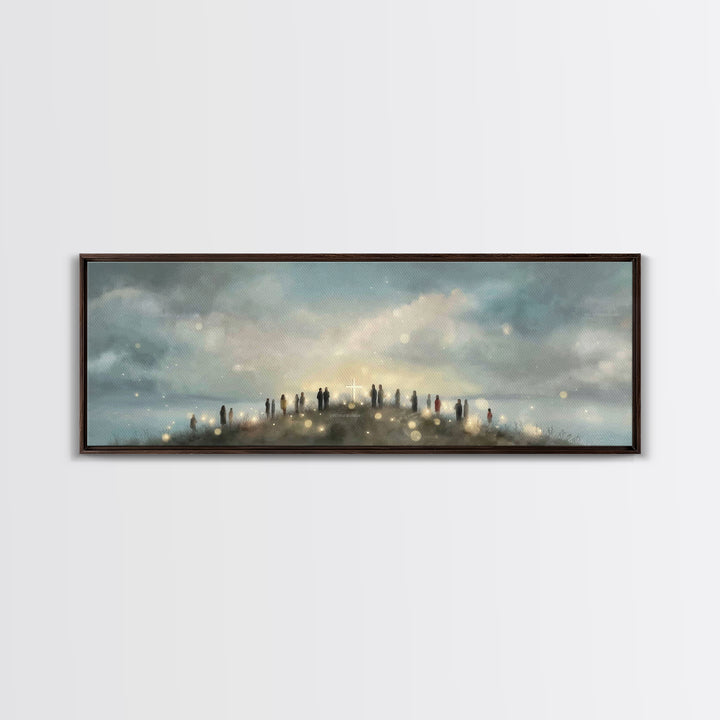 Cloudborne Messenger, Framed Canvas Print, Christian Art Print, Panoramic Frame, Christian Wall Art, Christian Painting, Christmas Art