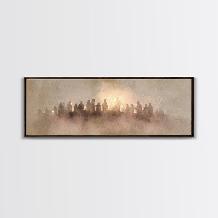 Gathered In Light – Framed Canvas Print – Christian Wall Art – Panoramic Art – Christian Christmas Art – Christian Canvas – Christian Gift