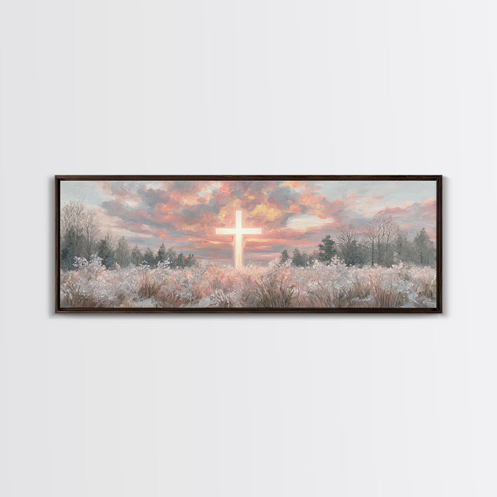 Dawn Of Mercy – Framed Canvas Print – Panoramic Wall Art – Christian Wall Art – Christian Art Canvas – Jesus Painting – Christmas Art