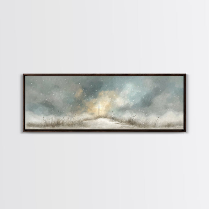 Heavenly Snow Path | Framed Canvas Print | Panoramic Painting | Christian Art | Christian Art Canvas | Jesus Painting | Christmas Art