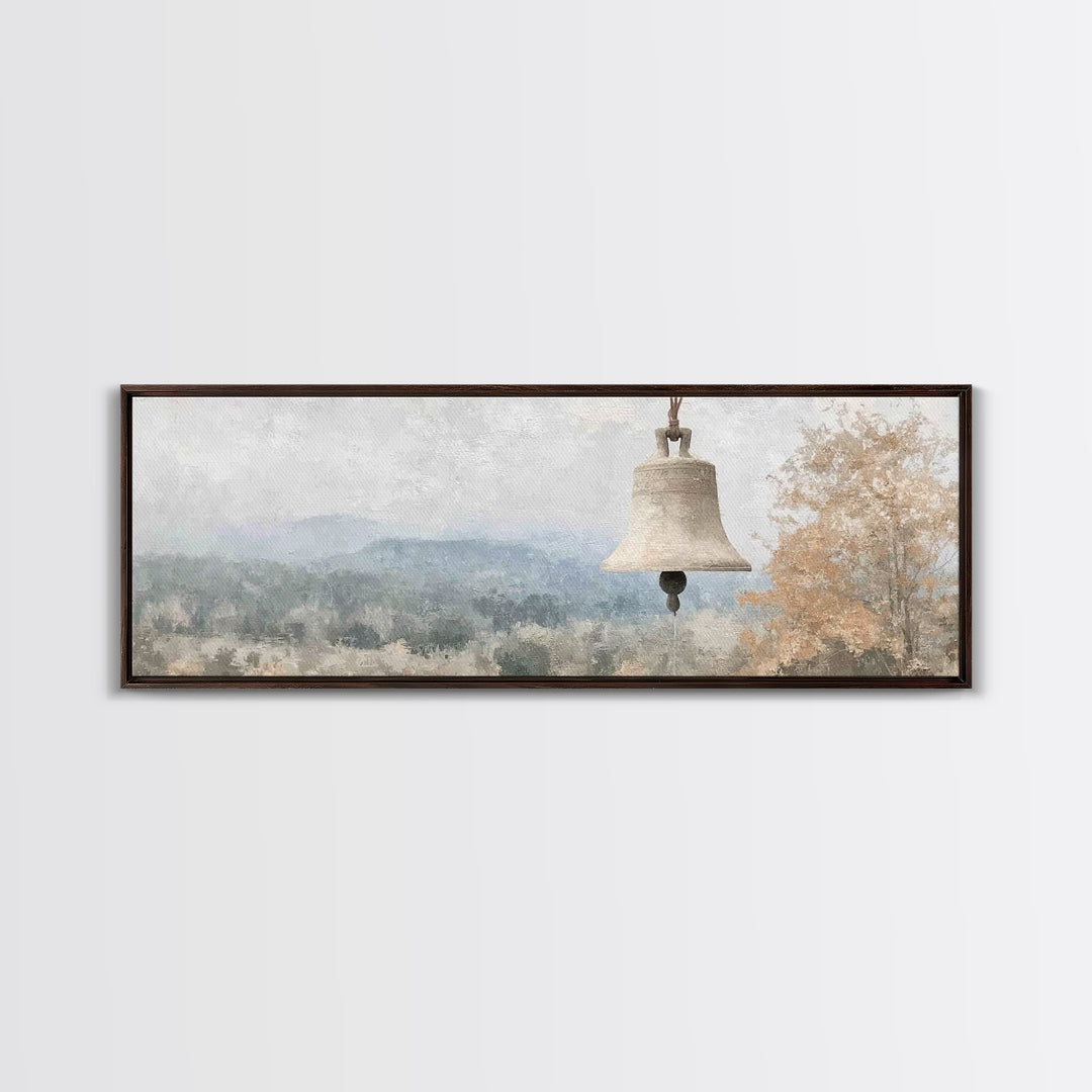 Silent Bell Echoes, Framed Canvas Print, Christian Art Canvas, Panoramic Painting, Christian Wall Art, Christian Painting, Christmas Art, v