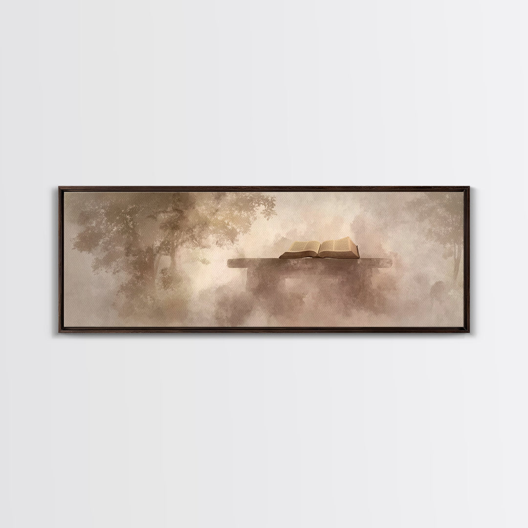 Holy Forest Pages | Framed Canvas Print | Panoramic Art | Christian Art Canvas | Christian Painting | Christian Wall Art | Christmas Art