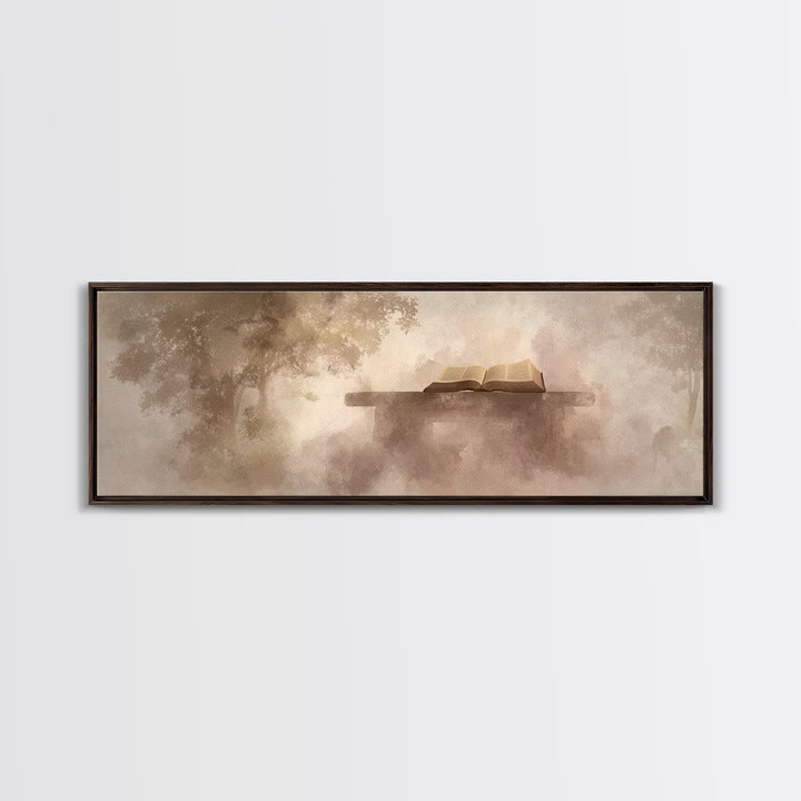 Holy Forest Pages | Framed Canvas Print | Panoramic Art | Christian Art Canvas | Christian Painting | Christian Wall Art | Christmas Art