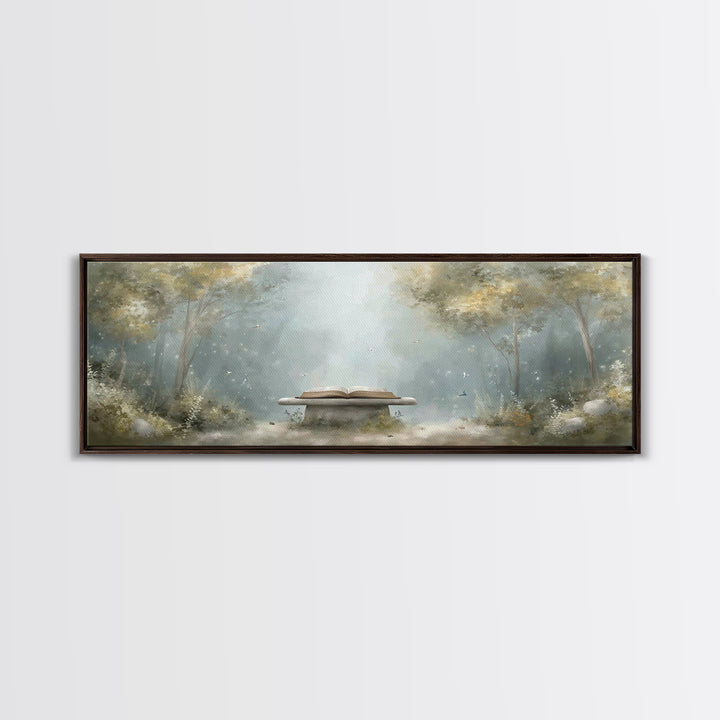 Heavenly Scripture Glow, Framed Canvas Print, Panoramic Wall Art, Christian Art Canvas, Christian Painting, Christian Wall Art, Christmas A