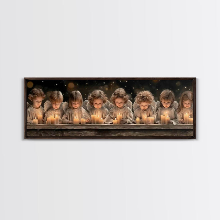 Heaven’s Little Lights | Framed Canvas Print | Panoramic Print | Christian Art Canvas | Christian Wall Art | Christian Painting | Christmas