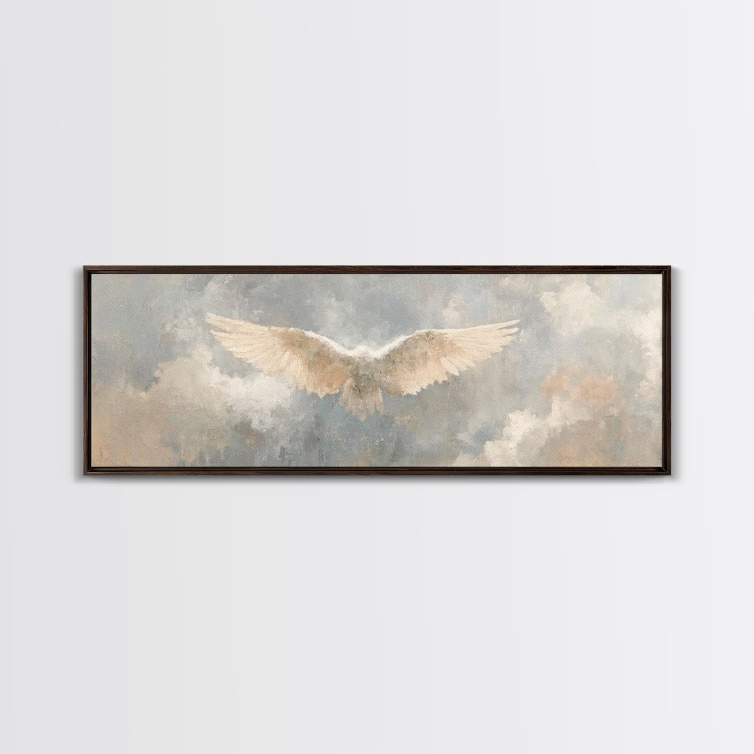 Wings Of Heaven – Framed Canvas Print – Panoramic Art – Christian Art Canvas – Christian Wall Art – subtle Christian art – Christian Painti