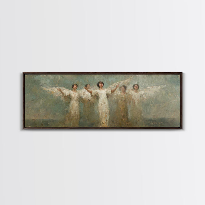 Heavenly Host Arise, Framed Canvas Print, Panoramic Frame, Christian Art Canvas, Christian Painting, Christian Wall Art, Christmas Art, vin